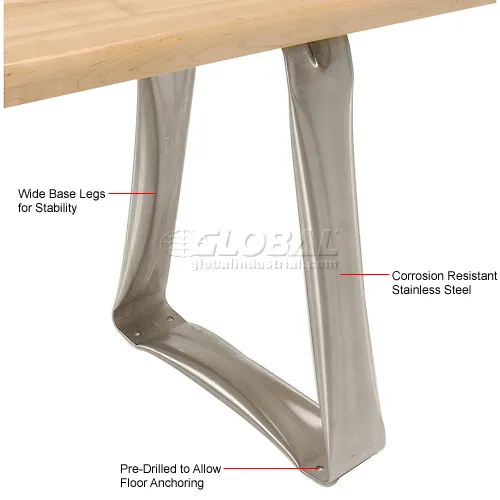 Global Industrial™ Locker Room Bench, Hardwood With Trapezoid Legs