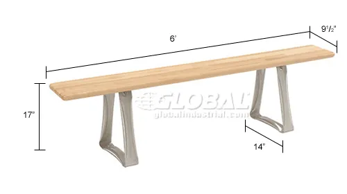 Global Industrial™ Locker Room Bench, Hardwood With Trapezoid Legs