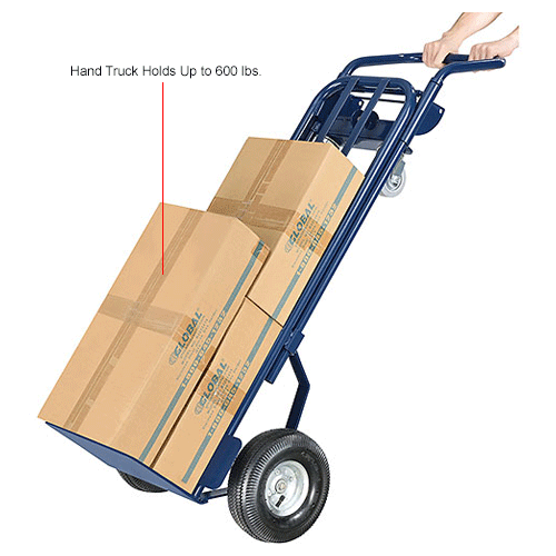 Global Industrial™ Steel 2in1 Convertible Hand Truck Pneumatic