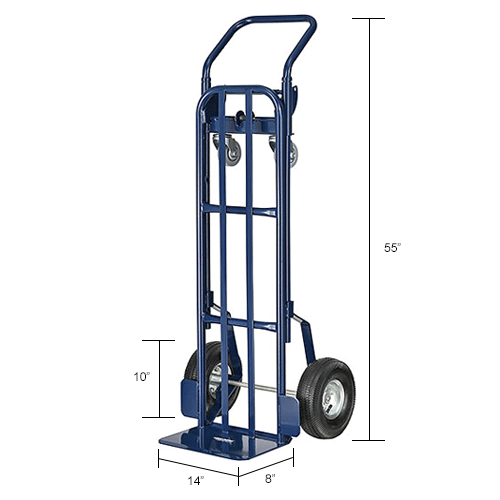 Global Industrial™ Steel 2in1 Convertible Hand Truck Pneumatic