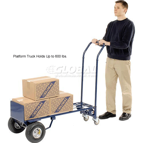 Global Industrial™ Steel 2in1 Convertible Hand Truck Pneumatic