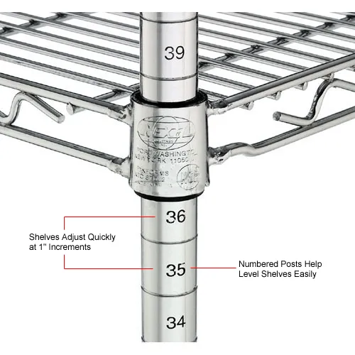 Nexel® 4 Shelf, Chrome Wire Shelving Unit, Starter, 36