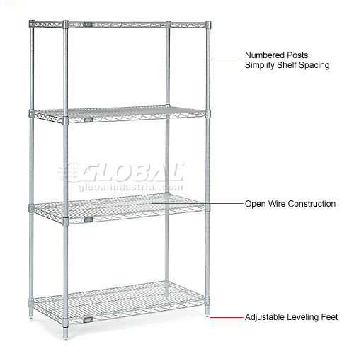 Wire Shelving Chrome 63h Nexel Wire Shelving Typestand Alone Units