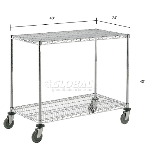 Adjustable Chrome Wire Shelf Cart