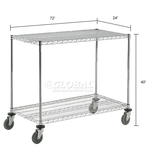 Nexel®, 2 Shelf, Shelf Cart, Chrome, 72