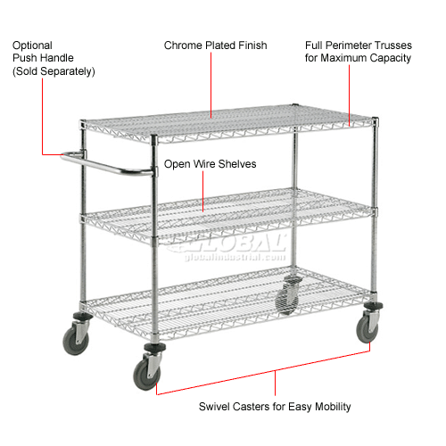 Adjustable Chrome Wire Shelf Cart