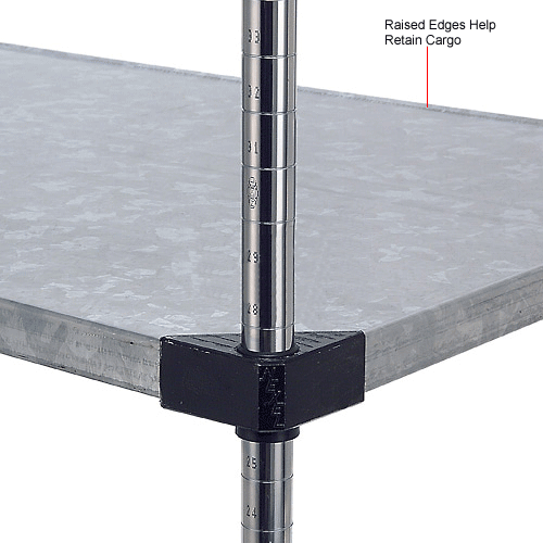 Nexel® Galvanized Steel, 4 Tier, Solid Shelving AddOn Unit, 72"Wx24"Dx74"H