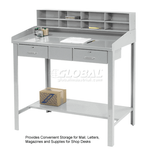 Global Industrial™ 8 Pigeonhole Compartment Riser 48x9x11 For 48"W ExtraWide Shop Desk, Gray