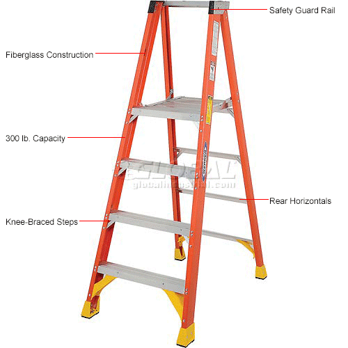 Werner 4' Fiberglass Platform Step Ladder 300 lb. Cap - P6204 | 207670 ...