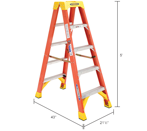 Werner 5' Dual Access Fiberglass Step Ladder 300 lb. Cap - T6205