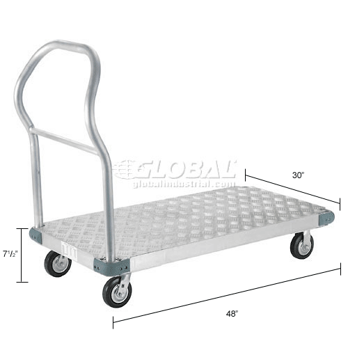 Global Industrial™ Aluminum Diamond Deck Platform Truck 48x30 1400 Lb. Cap. 5" Rubber Casters