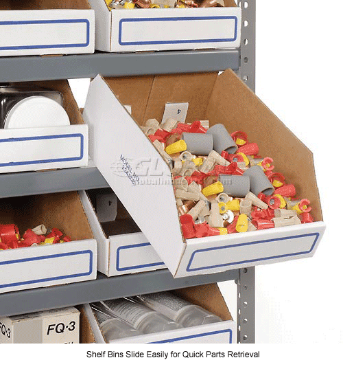 Global Industrial™ Steel Open Shelving with 104 Corrugated Shelf Bins