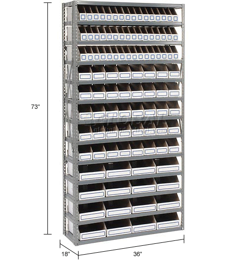 Global Industrial™ Steel Open Shelving with 104 Corrugated Shelf Bins