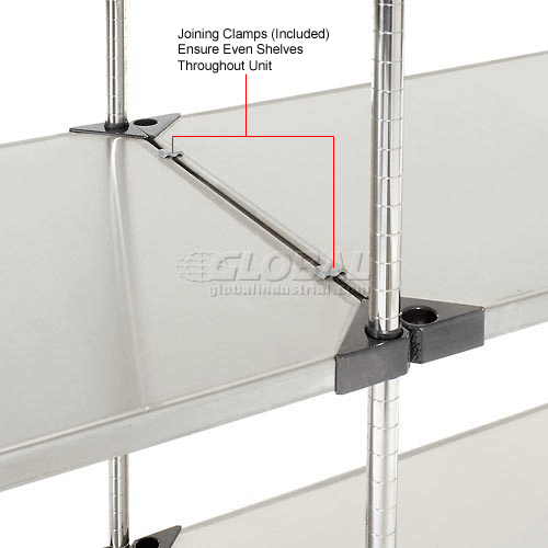 Nexel® Solid Stainless Steel, 4 Tier, AddOn Unit, 48"W x 18"D x 86"H