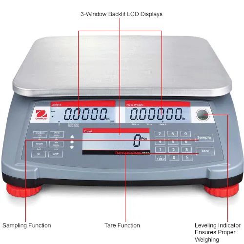 Ohaus® Ranger Count 3000 Compact Digital Counting Scale 60lb x