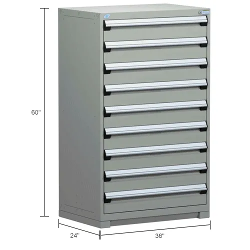 Rousseau Modular Storage Drawer Cabinet 36x24x32, 5 Drawers (2 Sizes) w/o  Divider, w/Lock, Blue