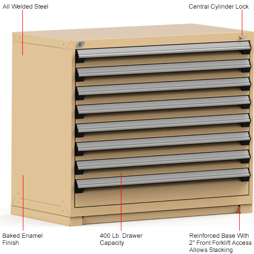 Rousseau Modular Storage Drawer 48x24x40, 8 Drawers (2 Sizes) w