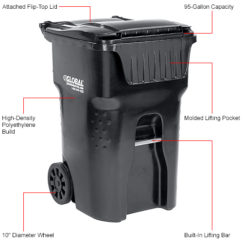 Otto Mobile Trash Container, 95 Gallon 