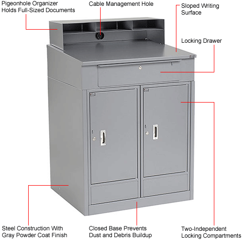 Global Industrial™ Shop Desk w/ Riser & 2 341/2"W x