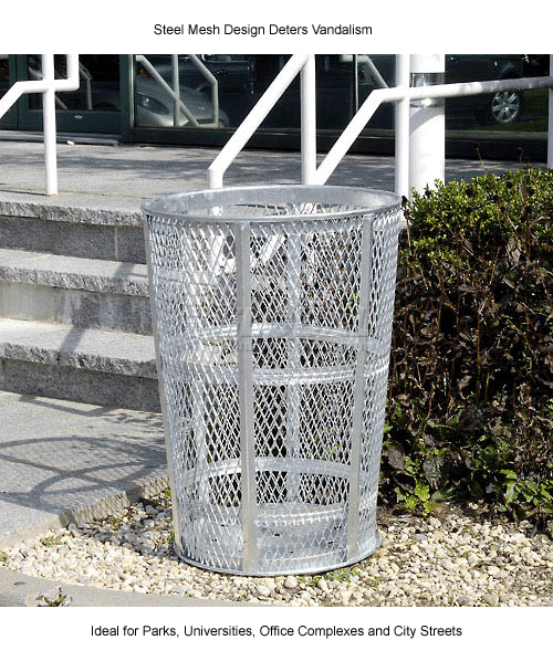 Global Industrial™ Outdoor Steel Mesh Corrosion Resistant Trash Can, 48 Gallon, Silver