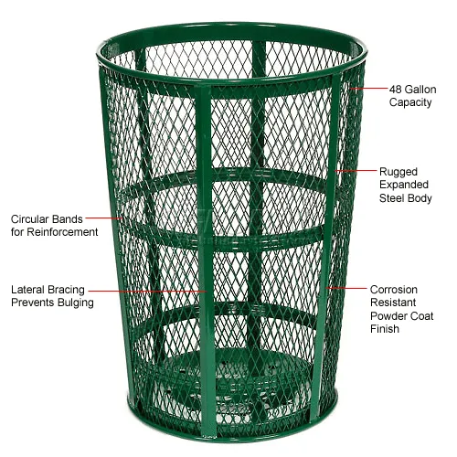 Global Industrial™ Outdoor Steel Mesh Corrosion Resistant Trash