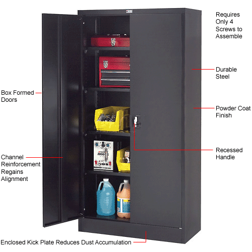 Storage Cabinet w/Recessed Handle, Black
