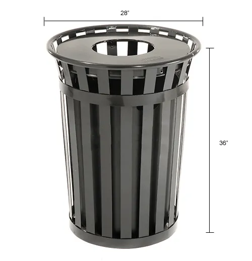 Global Industrial™ Outdoor Slatted Steel Trash Can With Flat Lid