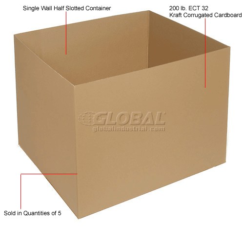 Global Industrial™ Gaylord Lids, 49"L x 41"W x 5"H, Kraft Pkg Qty 5