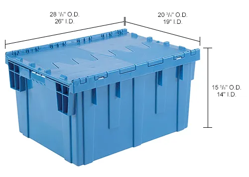 Global Industrial™ Plastic Attached Lid Shipping & Storage Tote