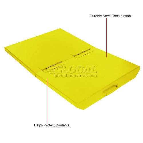 Hinged Lid for 1 Cu Yd Global Industrial™ Self-Dumping Hopper, Yellow | 238525YL ...