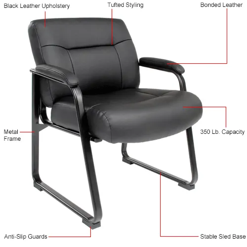 Interion® Big and Tall Waiting Room Chair - Bonded Leather - High