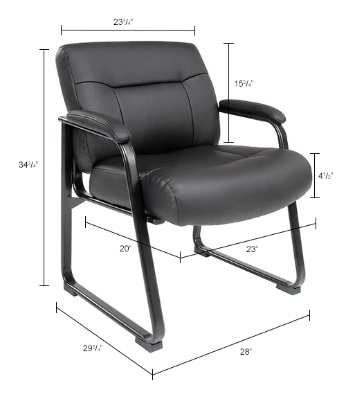Interion® Big and Tall Waiting Room Chair Bonded Leather High Back
