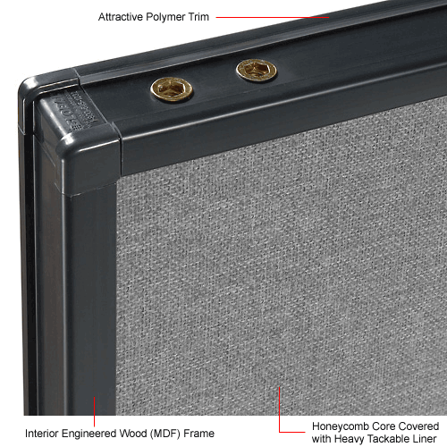 Deluxe Freestanding 3-Panel Corner Room Divider, 24-1/4"W x 73-1/2"H Panels, Gray