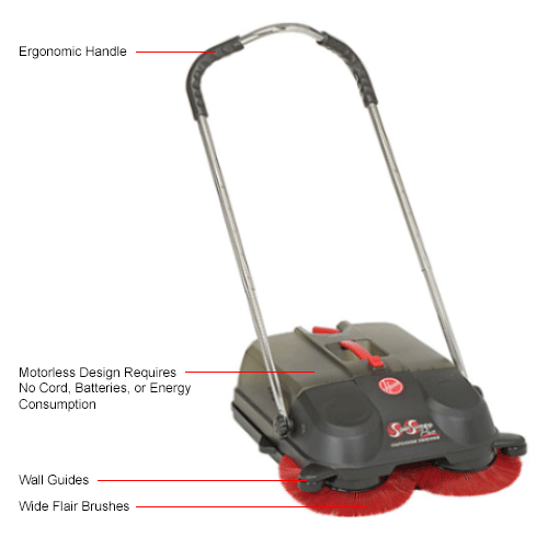 Hoover® SpinSweep Pro Outdoor Motorless Push Sweeper, 6.6 Gallon