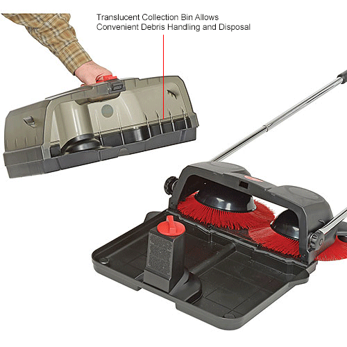 Hoover® SpinSweep Pro Outdoor Motorless Push Sweeper, 6.6 Gallon