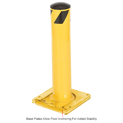 Standard Safety Bollard Steel Post Barrier 48"H 4.5"D Yellow Removable Top FIXED 