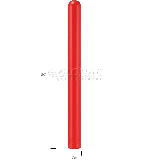 Global Industrial™ Smooth Bollard Post Sleeve 4" HDPE Dome Top, Red
