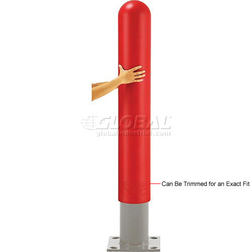 Global Industrial™ Smooth Bollard Post Sleeve, 8" HDPE Dome Top, Red
