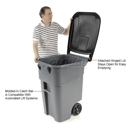 Rubbermaid 9W27 Brute® Rollout 50 Gallon Large Mobile Container- Gray with  Lid