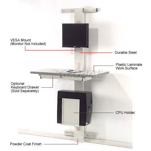Global Industrial™ 72"H Wall Mount Unit with VESA Mount Beige