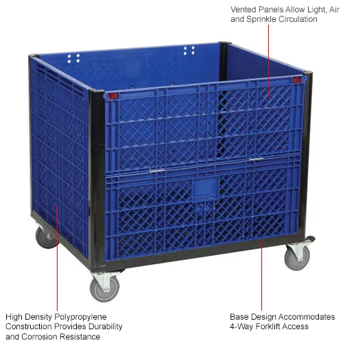 Global Industrial™ Easy Assembly Solid Wall Container - Drop Gate/Casters  39-1/4x31-1/2x34 OH