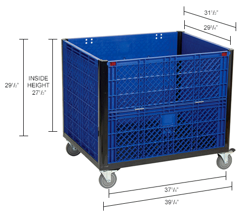 Global Industrial™ Easy Assembly Solid Wall Container - Drop Gate/Casters  39-1/4x31-1/2x34 OH