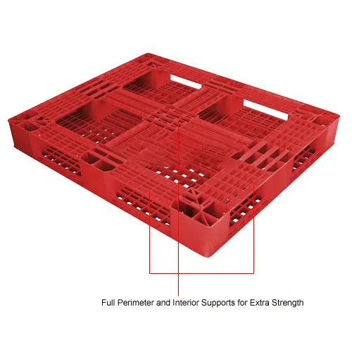 Stackable Open Deck Pallet, Plastic, 4-Way Entry, 47-3/8 x 39-1/2, 8000  Lb Stat Cap, Orange