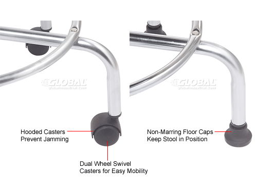 Polyurethane 4 Way Adjustable Stool With Chrome Base and Armrests