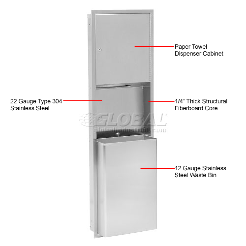 Hand Dryers & Towel Dispensers Towel Dispensers ASI® Stainless Steel Paper Towel Dispenser