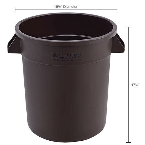 Global Industrial™ Plastic Trash Can, 10 Gallon, Brown