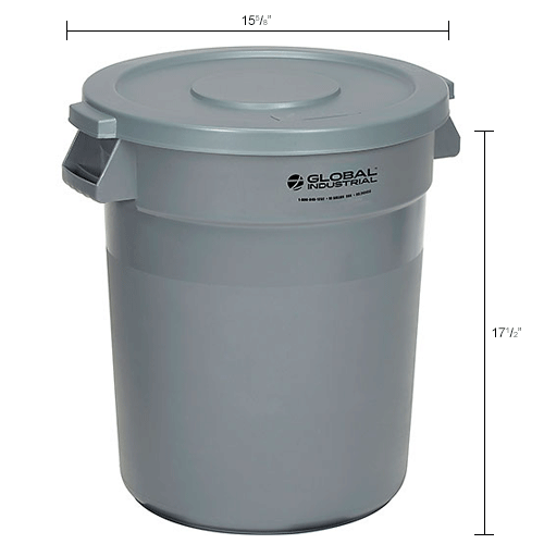 Global Industrial™ Plastic Trash Can With Lid 10 Gallon Gray 