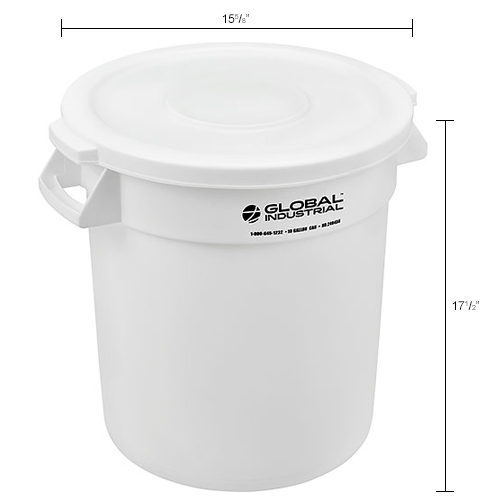 Global Industrial™ Plastic Trash Can with Lid 10 Gallon White
