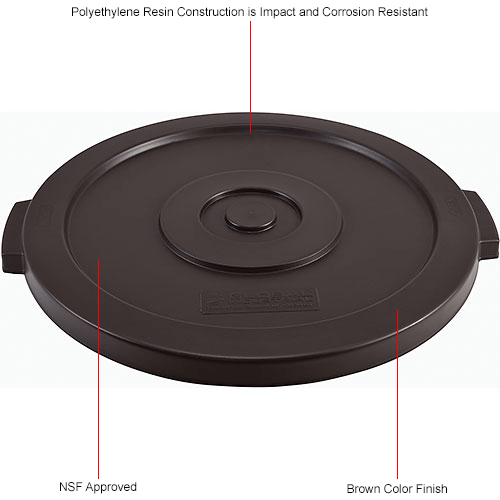 Global Industrial™ Plastic Trash Can Lid 20 Gallon Brown 