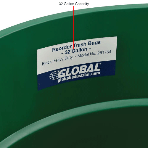Global Industrial™ Plastic Trash Can 32 Gallon Green